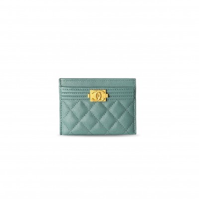 CHANEL QUILTED GRAINED CALFSKIN LEATHER BOY CARD HOLDER A84431 (11*7.5*1cm) 
